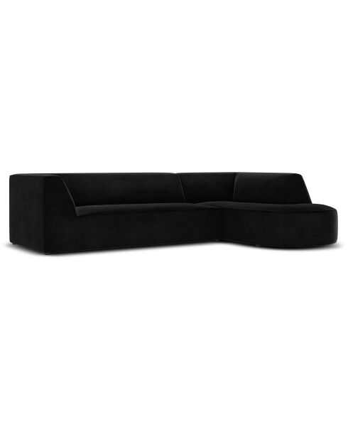 Canapé d'angle droit Velours Charles 4 Places noir - 273x180x69 cm