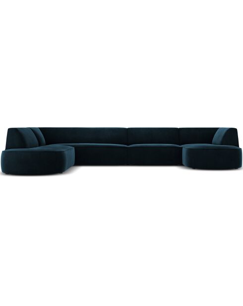 Divano angolare sinistro panoramico Velours Charles 7 posti benzina - 366x273x69 cm