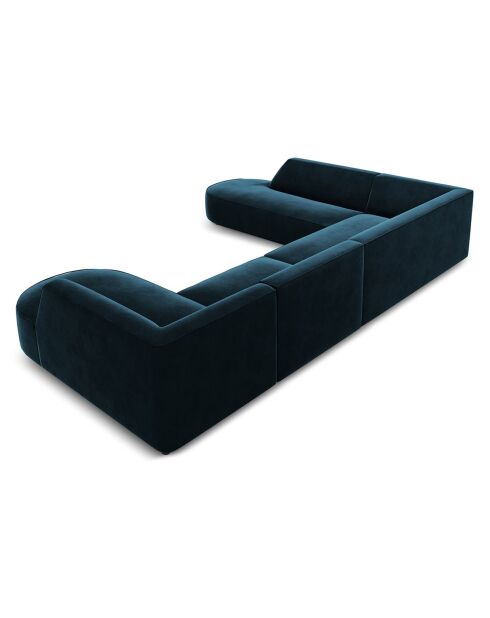 Divano angolare sinistro panoramico Velours Charles 7 posti benzina - 366x273x69 cm