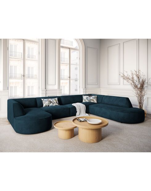 Divano angolare sinistro panoramico Velours Charles 7 posti benzina - 366x273x69 cm