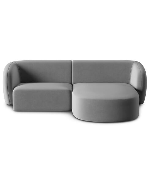 Canapé d'angle droit Modulaire Velours Chiara 3 Places gris - 184x155x74 cm