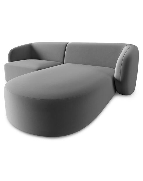 Canapé d'angle droit Modulaire Velours Chiara 3 Places gris - 184x155x74 cm