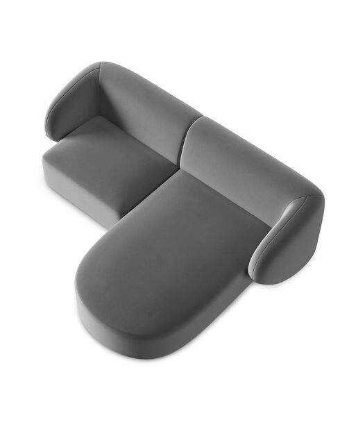Canapé d'angle droit Modulaire Velours Chiara 3 Places gris - 184x155x74 cm