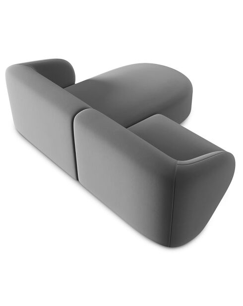 Canapé d'angle droit Modulaire Velours Chiara 3 Places gris - 184x155x74 cm