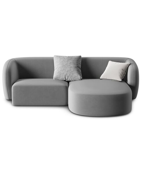Canapé d'angle droit Modulaire Velours Chiara 3 Places gris - 184x155x74 cm