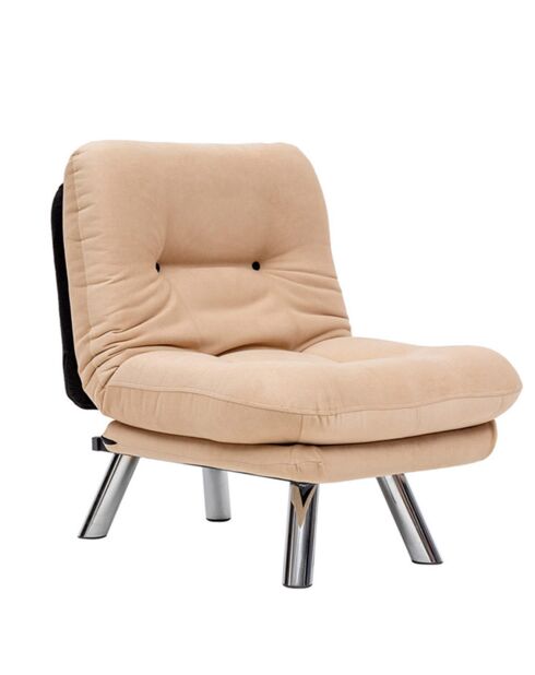 Fauteuil convertible pouf Misa crème - 120x68x26 cm