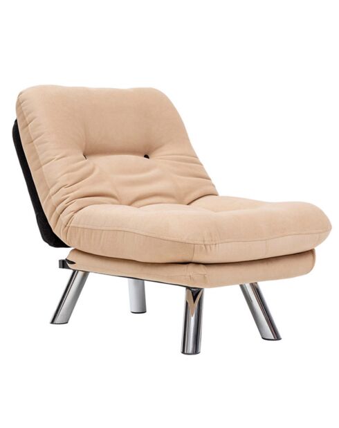 Fauteuil convertible pouf Misa crème - 120x68x26 cm