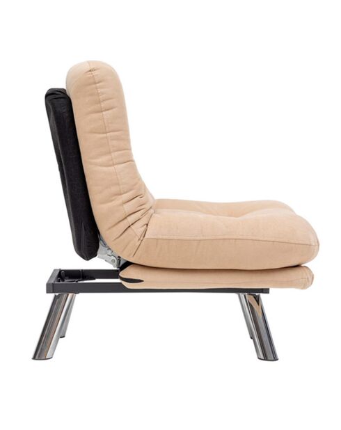 Fauteuil convertible pouf Misa crème - 120x68x26 cm