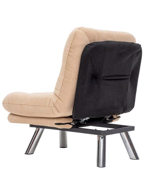 Fauteuil convertible pouf Misa crème - 120x68x26 cm