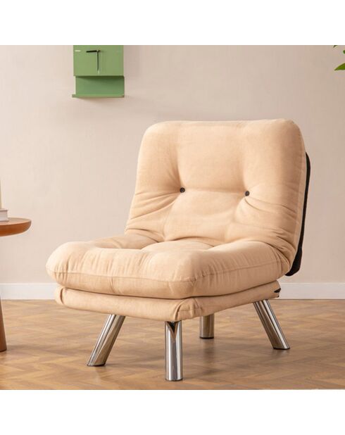 Fauteuil convertible pouf Misa crème - 120x68x26 cm
