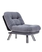 Fauteuil convertible pouf Misa gris - 120x68x26 cm