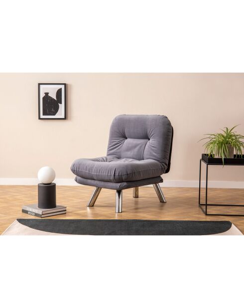 Fauteuil convertible pouf Misa gris - 120x68x26 cm