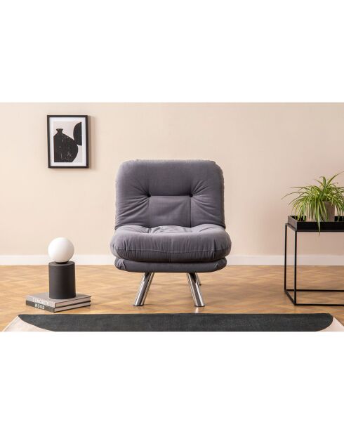 Fauteuil convertible pouf Misa gris - 120x68x26 cm