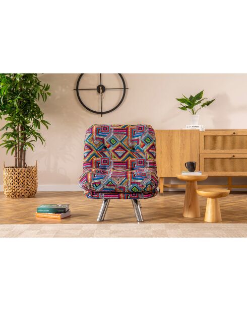 Fauteuil convertible pouf Misa multicolore - 120x68x26 cm