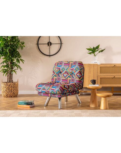 Fauteuil convertible pouf Misa multicolore - 120x68x26 cm