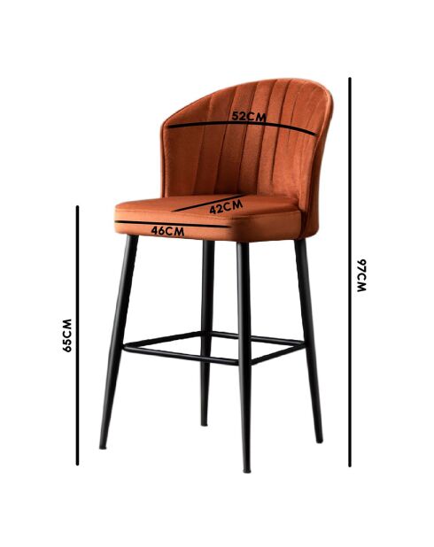 4 rote Rubi Barhocker - 52x97x42 cm