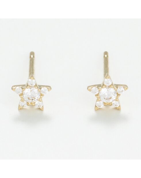 Boucles d'oreilles Petite Etoile Zirconium or jaune