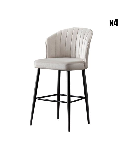 4 Tabourets de bar Rubi crème - 52x97x42 cm
