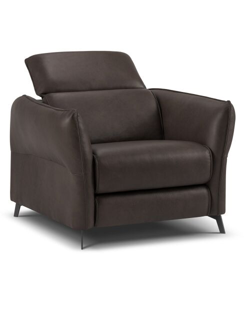 Fauteuil en Cuir Véritable Hubble graphite - 100x96x76 cm