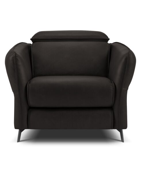 Fauteuil en Cuir Véritable Hubble noir - 100x96x76 cm