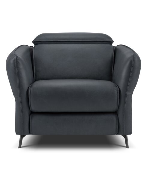 Fauteuil en Cuir Véritable Hubble bleu - 100x96x76 cm