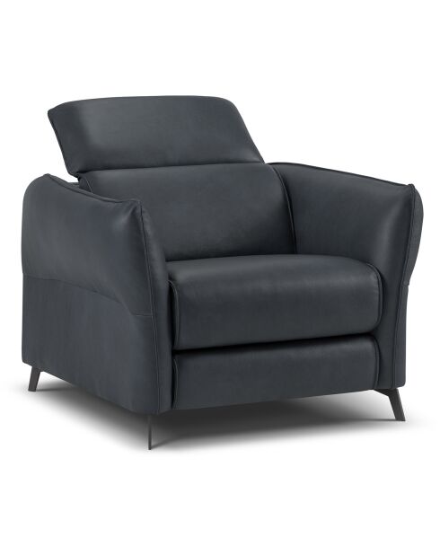 Fauteuil en Cuir Véritable Hubble bleu - 100x96x76 cm