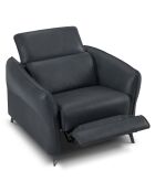 Fauteuil en Cuir Véritable Hubble bleu - 100x96x76 cm