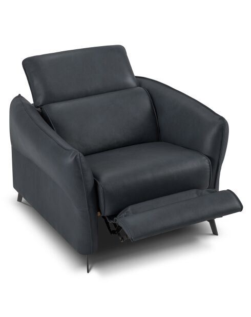 Fauteuil en Cuir Véritable Hubble bleu - 100x96x76 cm