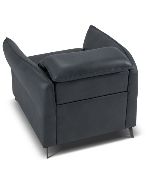 Fauteuil en Cuir Véritable Hubble bleu - 100x96x76 cm