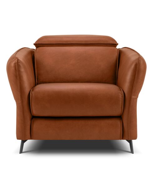 Fauteuil en Cuir Véritable Hubble marron - 100x96x76 cm