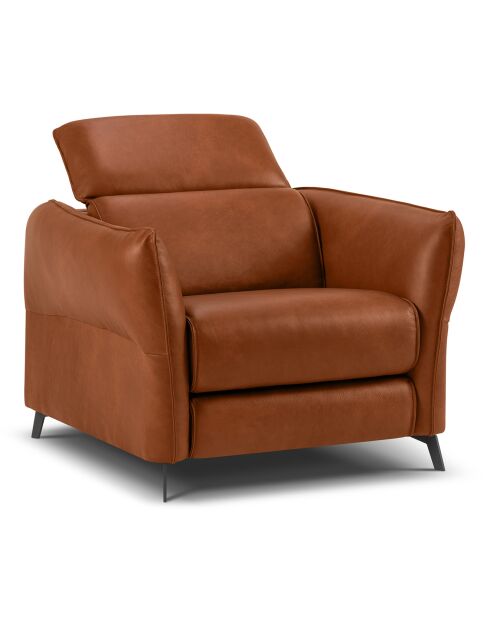 Fauteuil en Cuir Véritable Hubble marron - 100x96x76 cm