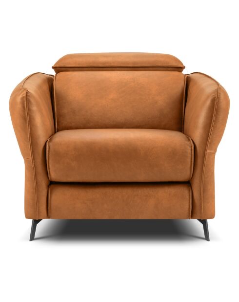 Fauteuil en Cuir Véritable Hubble marron clair - 100x96x76 cm
