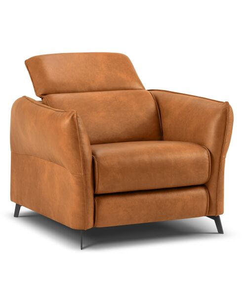 Fauteuil en Cuir Véritable Hubble marron clair - 100x96x76 cm