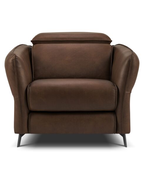 Fauteuil en Cuir Véritable Hubble marron foncé - 100x96x76 cm