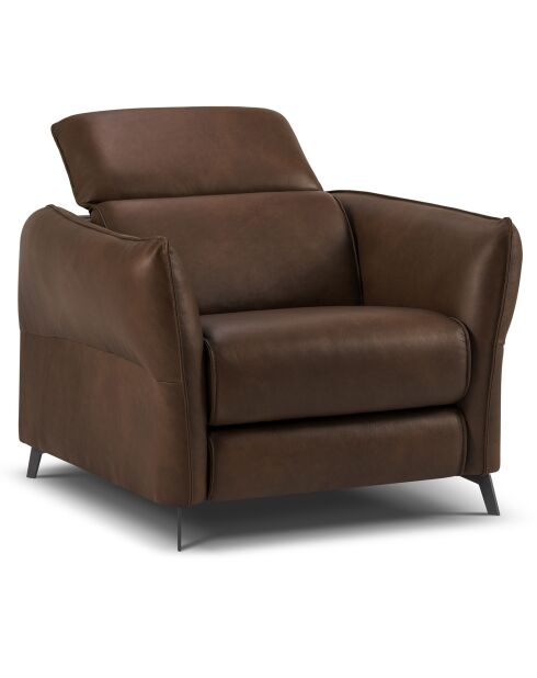 Fauteuil en Cuir Véritable Hubble marron foncé - 100x96x76 cm