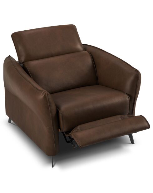 Fauteuil en Cuir Véritable Hubble marron foncé - 100x96x76 cm