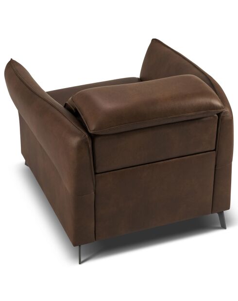 Fauteuil en Cuir Véritable Hubble marron foncé - 100x96x76 cm