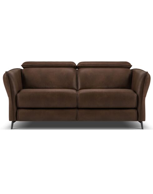 Canapé en Cuir Véritable Hubble 2 Places marron foncé - 103x176x76 cm