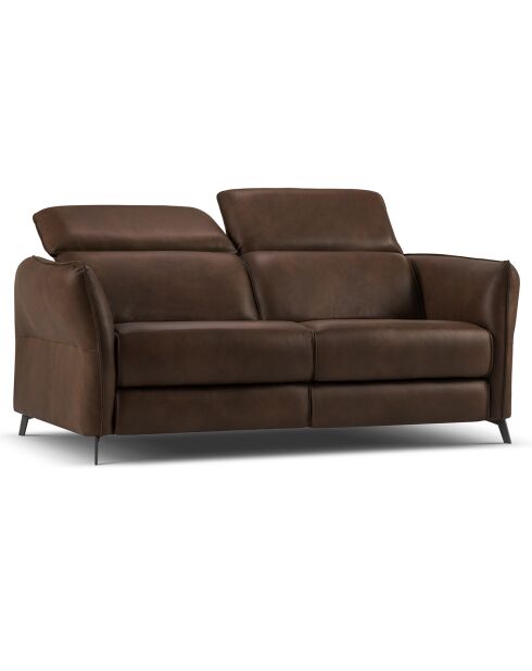 Canapé en Cuir Véritable Hubble 2 Places marron foncé - 103x176x76 cm