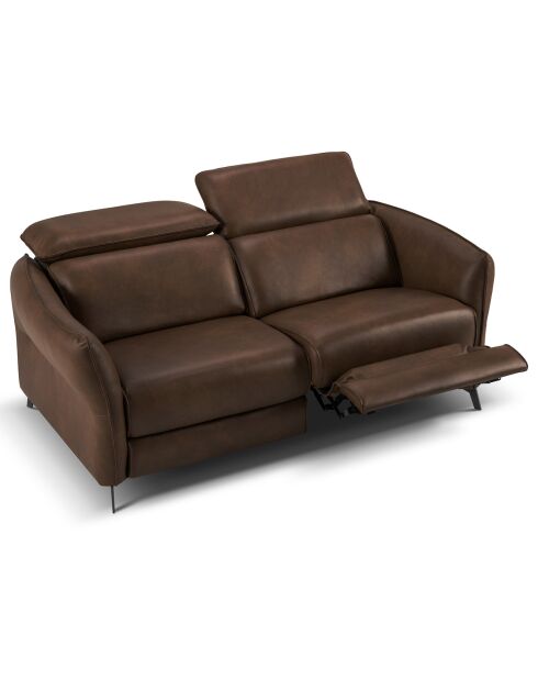 Canapé en Cuir Véritable Hubble 2 Places marron foncé - 103x176x76 cm