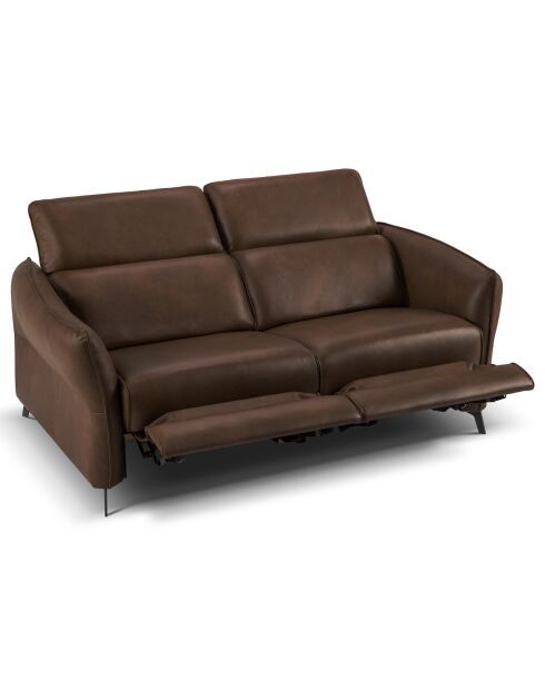 Canapé en Cuir Véritable Hubble 2 Places marron foncé - 103x176x76 cm