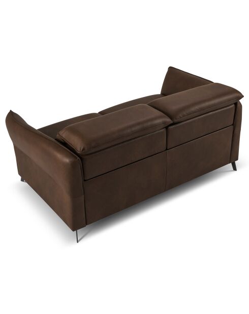 Canapé en Cuir Véritable Hubble 2 Places marron foncé - 103x176x76 cm