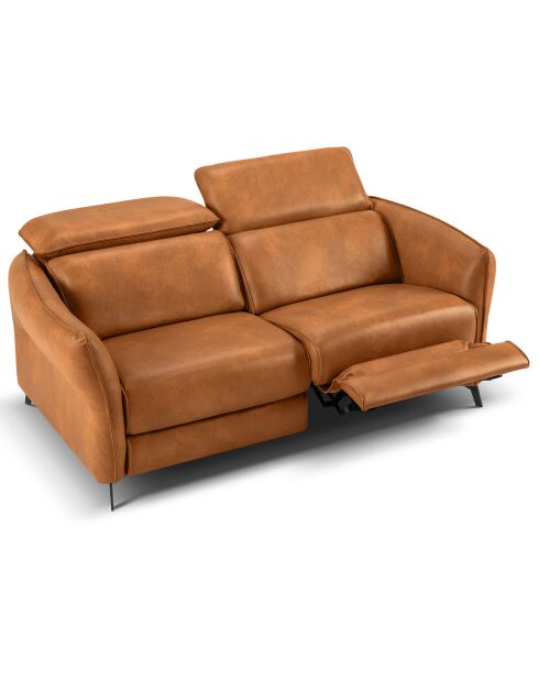 Canapé en Cuir Véritable Hubble 2 Places marron clair - 103x176x76 cm