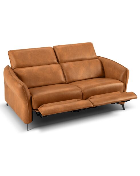 Canapé en Cuir Véritable Hubble 2 Places marron clair - 103x176x76 cm