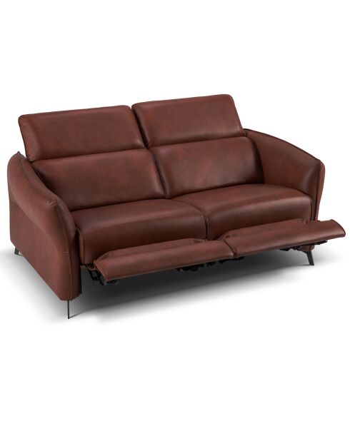 Canapé en Cuir Véritable Hubble 2 Places cognac - 103x176x76 cm