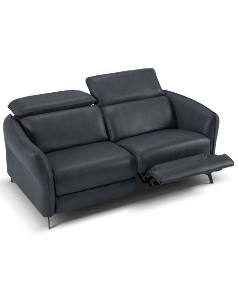 Canapé en Cuir Véritable Hubble 2 Places bleu - 103x176x76 cm