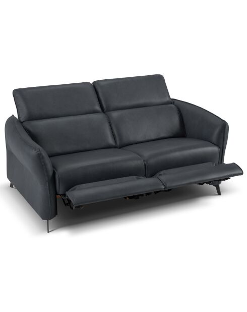 Canapé en Cuir Véritable Hubble 2 Places bleu - 103x176x76 cm