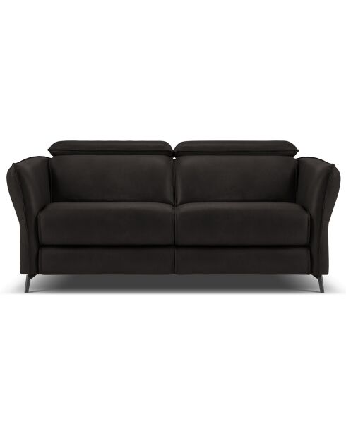 Canapé en Cuir Véritable Hubble 2 Places noir - 103x176x76 cm