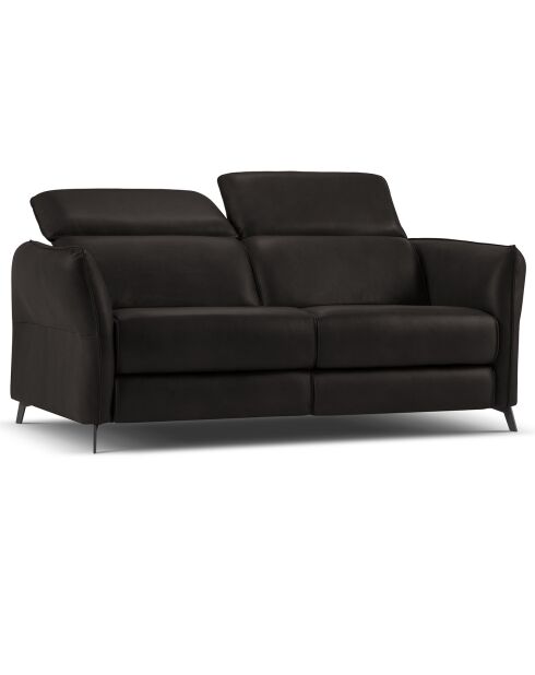 Canapé en Cuir Véritable Hubble 2 Places noir - 103x176x76 cm