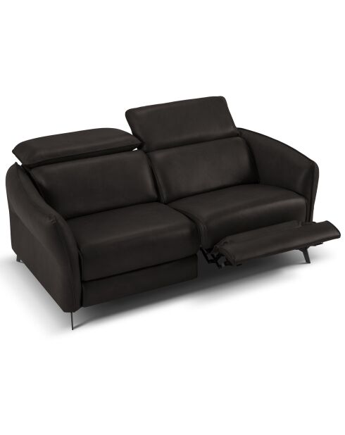 Canapé en Cuir Véritable Hubble 2 Places noir - 103x176x76 cm